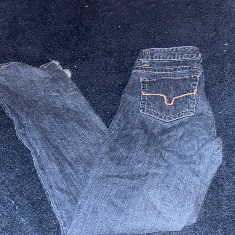Betty Gray Jeans with Orange Stitching